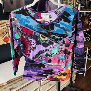 Y2K Colorful Abstract Patterned Top Medium